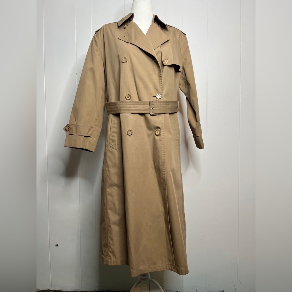 VTG Misty Harbor Classic Trench Tan Coat Belted Double-Breasted Women's 12 P